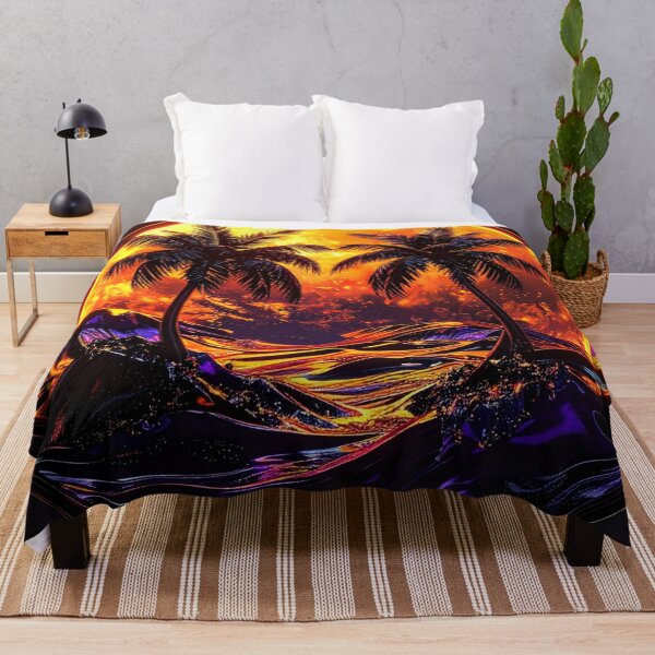 Item preview, Vaporwave Horizon - 3D Liquid Sunset with Palm Silhouettes designed and sold by Kavin786.