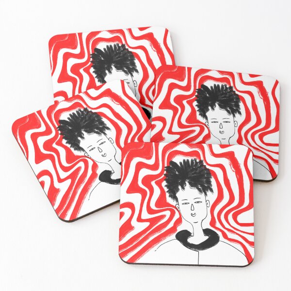 Item preview, Minimalist Indie Art  | Trippy Red Wavy | Hand Drawn Line Art Locker Decor | Aesthetic Gift for Alt Art Lovers designed and sold by Restless-Sapien.
