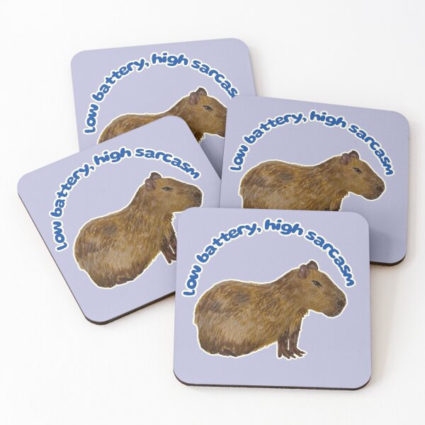 Item preview, Low Battery, High Sarcasm Coconut the Capybara designed and sold by Blackberries & Moss.