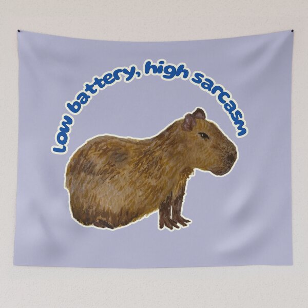 Item preview, Low Battery, High Sarcasm Coconut the Capybara designed and sold by Blackberries & Moss.