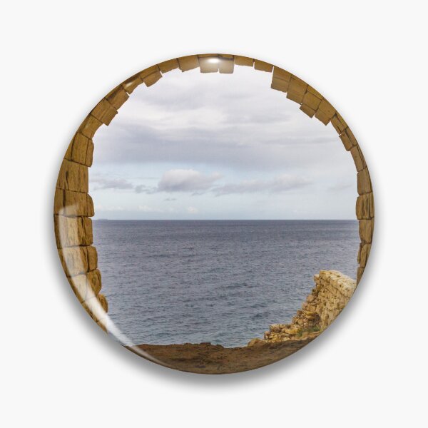 Item preview, Stone Arch Tunnel Framing A Calm Ocean View Over Rocky Coastal Cliff In Golden Light designed and sold by Nmallia.