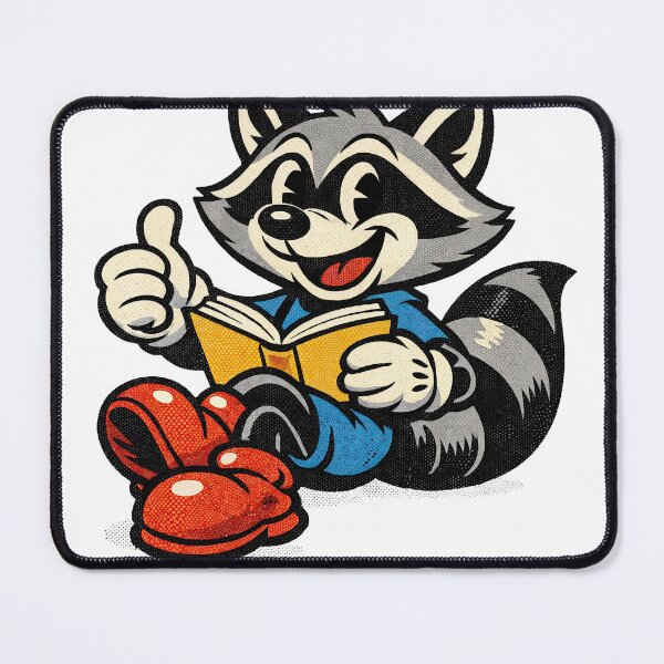 Item preview, Sticker - Decal - Cheerful Raccoon Reader designed and sold by ForeverPrintsOK.