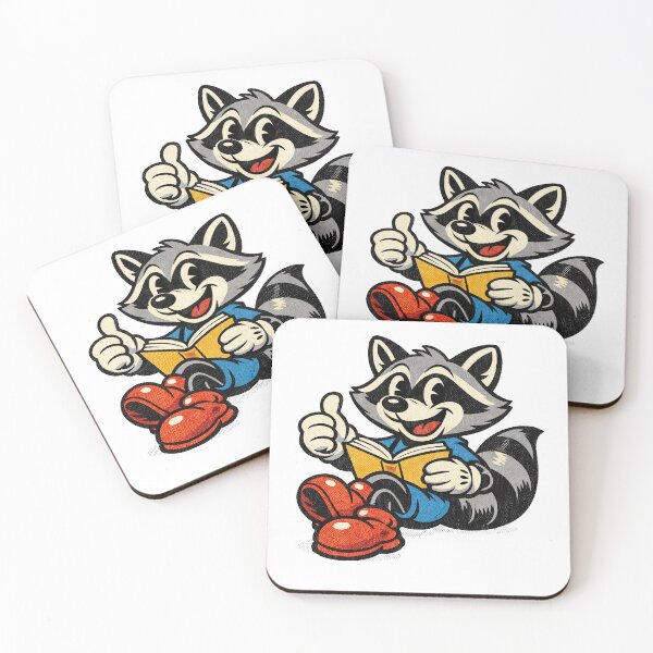 Item preview, Sticker - Decal - Cheerful Raccoon Reader designed and sold by ForeverPrintsOK.