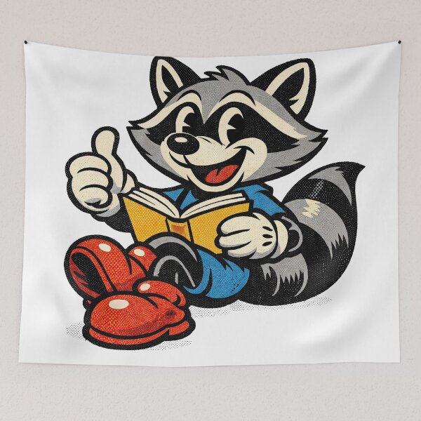 Item preview, Sticker - Decal - Cheerful Raccoon Reader designed and sold by ForeverPrintsOK.