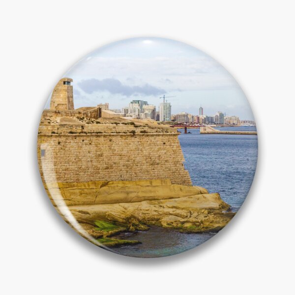 Item preview, Maltese Coastal Fortress Overlooking Turquoise Mediterranean Sea and Modern Harbor Skyline designed and sold by Nmallia.