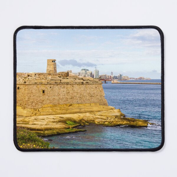 Item preview, Maltese Coastal Fortress Overlooking Turquoise Mediterranean Sea and Modern Harbor Skyline designed and sold by Nmallia.