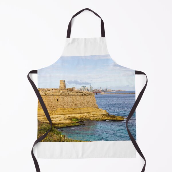 Item preview, Maltese Coastal Fortress Overlooking Turquoise Mediterranean Sea and Modern Harbor Skyline designed and sold by Nmallia.