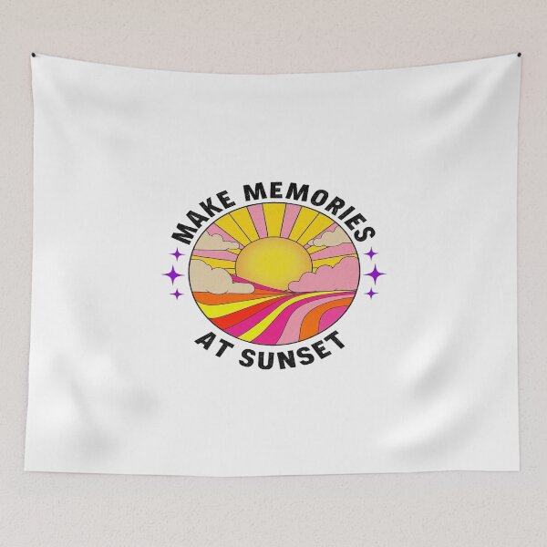 Item preview, Make Memories at Sunset Retro Aesthetic | Vibrant Sunset Quote for Summer, Travel & Good Vibes designed and sold by Bright Nest Studio.