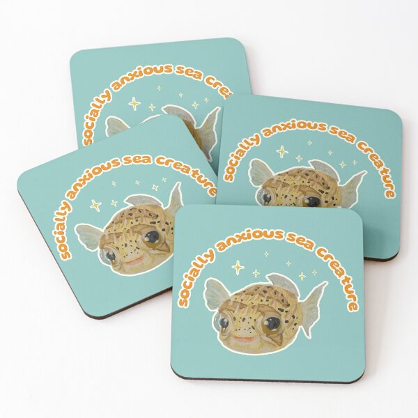 Item preview, Socially Anxious Popcorn the Porcupine Fish designed and sold by Blackberries & Moss.