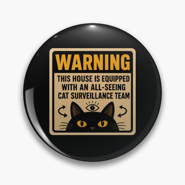 Item preview, Warning Cat Surveillance Team Funny Black Cat Retro Home Security Sign designed and sold by Mindworx21.