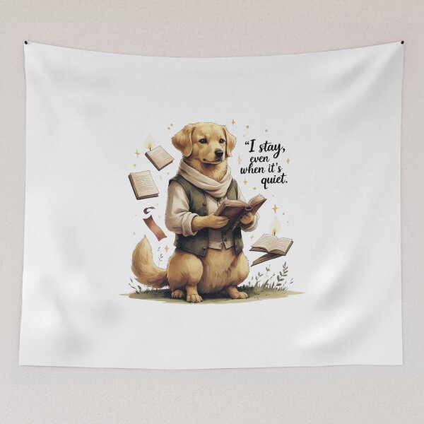 Item preview, I Stay Even When Its Quiet Vintage Dog Dark Academia Bookish designed and sold by AQUILAKREO.