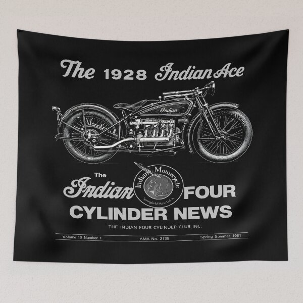 Item preview, 1928 Indian Ace Four Cylinder Retro Magazine Style Black Edition INDNMTRCYCL designed and sold by EdGraphy.