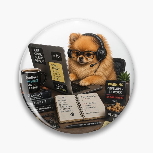 Item preview, Pomeranian Coding Dog – Realistic Programmer Puppy designed and sold by YamiSociety.