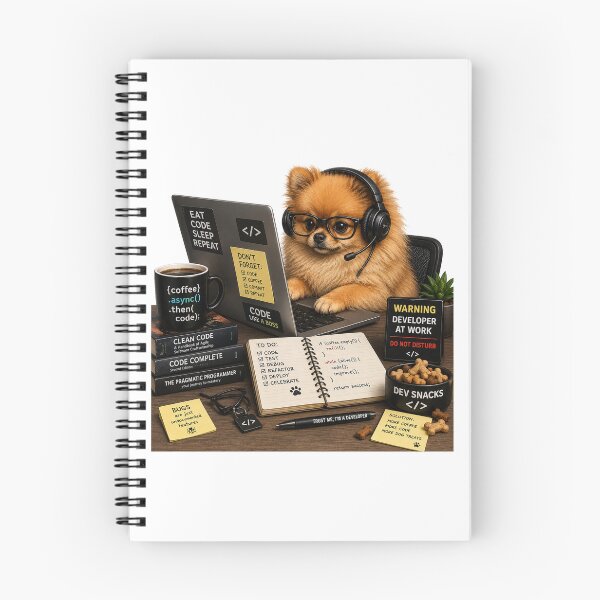 Item preview, Pomeranian Coding Dog – Realistic Programmer Puppy designed and sold by YamiSociety.