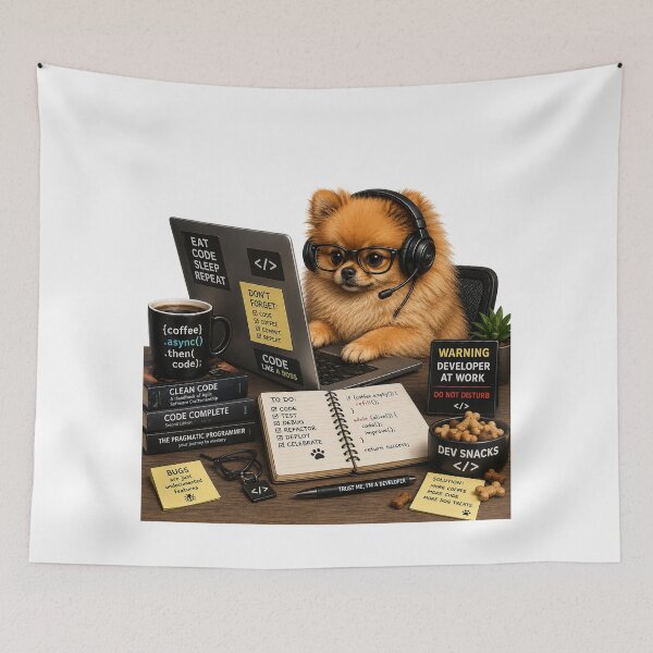 Item preview, Pomeranian Coding Dog – Realistic Programmer Puppy designed and sold by YamiSociety.