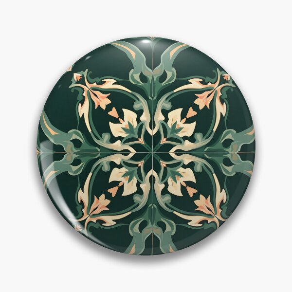 Item preview, Boho Pattern in Green with Vintage Ornaments designed and sold by pASob-dESIGN.
