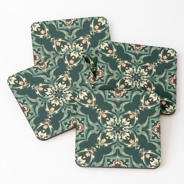 Item preview, Boho Pattern in Green with Vintage Ornaments designed and sold by pASob-dESIGN.