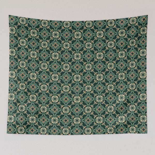 Item preview, Boho Pattern in Green with Vintage Ornaments designed and sold by pASob-dESIGN.