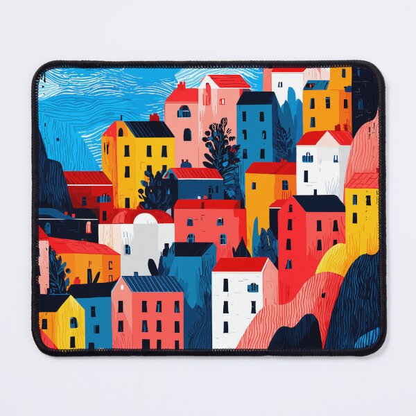 Item preview, Abstract Colorful Coastal Town designed and sold by Fabrikola.