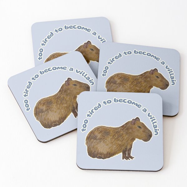 Item preview, Too Tired to Become a Villian Coconut the Capybara designed and sold by Blackberries & Moss.