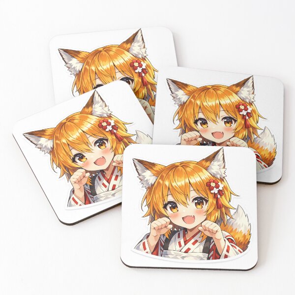 Item preview, Kawaii Kitsune Anime Girl - Japanese Folklore Inspired Art designed and sold by Sticker Hubs.