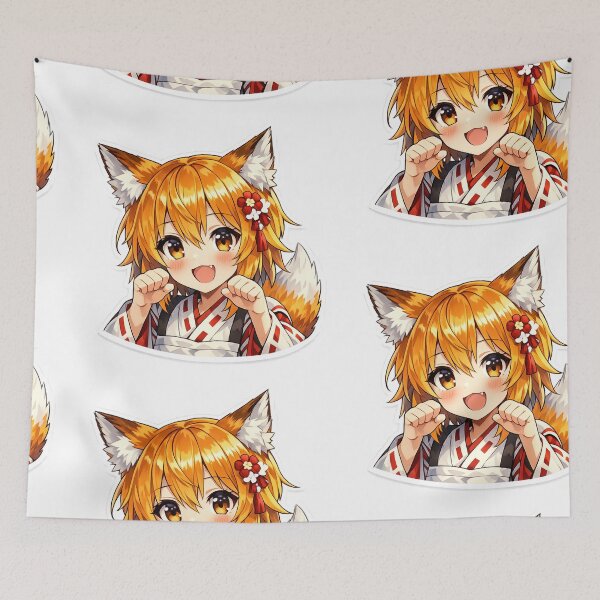 Item preview, Kawaii Kitsune Anime Girl - Japanese Folklore Inspired Art designed and sold by Sticker Hubs.