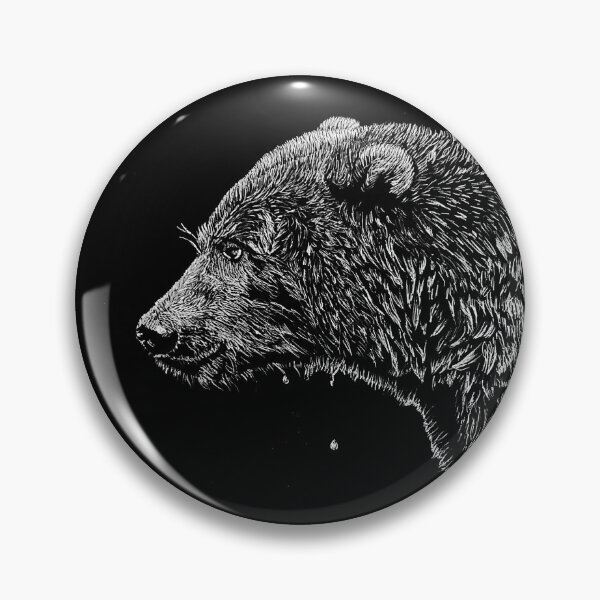 Item preview, Grizzly Bear Scratchboard Art Portrait designed and sold by ZiziStudio.