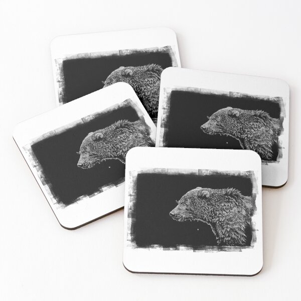 Item preview, Grizzly Bear Scratchboard Art Portrait designed and sold by ZiziStudio.