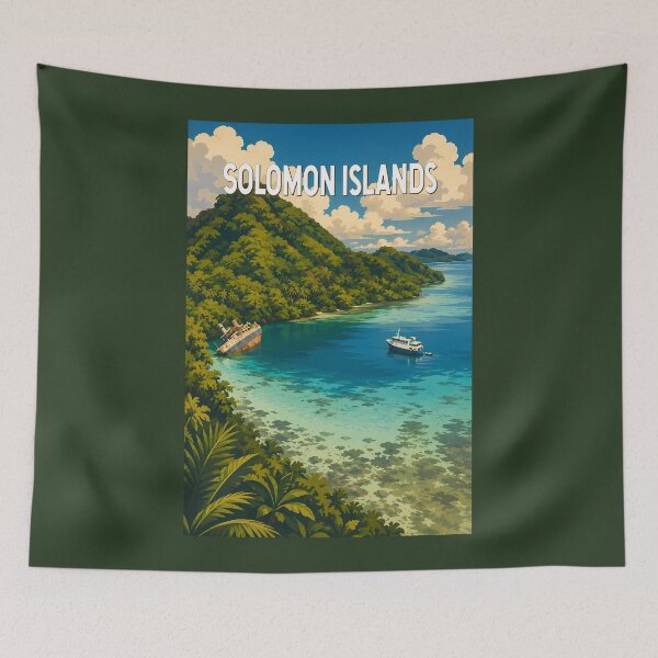 Item preview, Solomon Islands Illustration Travel Art Vintage designed and sold by KrisSidDesigns.