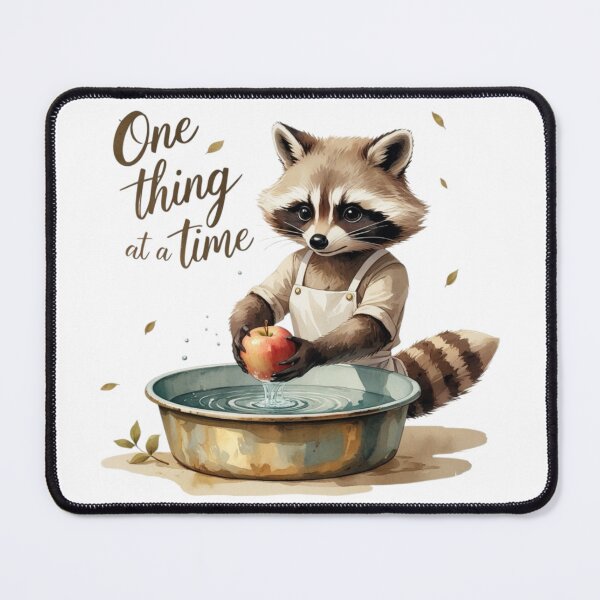 Item preview, One Thing At A Time Cute Raccoon Woodland Nursery Art designed and sold by AQUILAKREO.