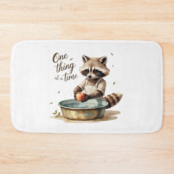 Item preview, One Thing At A Time Cute Raccoon Woodland Nursery Art designed and sold by AQUILAKREO.