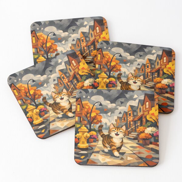 Item preview, Playful Cat in Autumn Street designed and sold by cuprum.