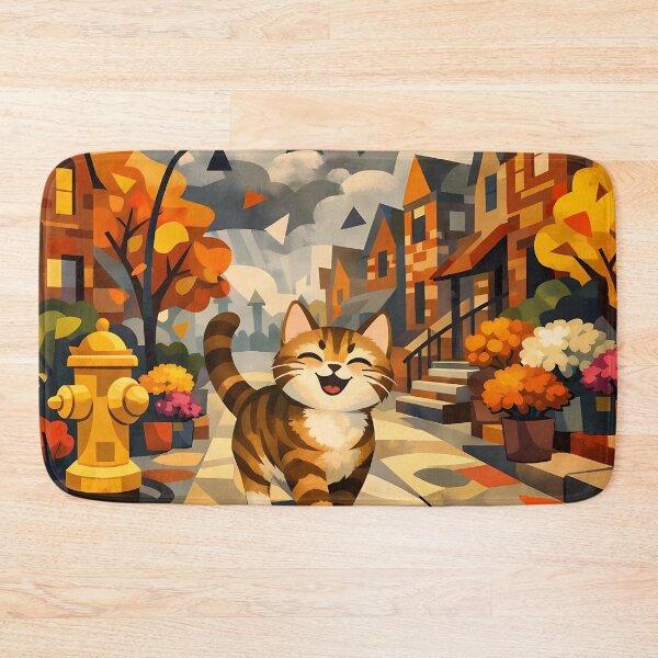 Item preview, Playful Cat in Autumn Street designed and sold by cuprum.