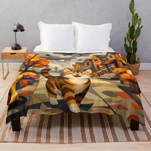 Item preview, Playful Cat in Autumn Street designed and sold by cuprum.