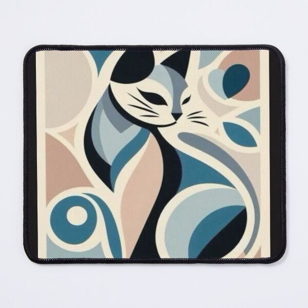 Item preview, Stylized Blue Teal Cat Abstract Artwork designed and sold by NivyasArtistry.
