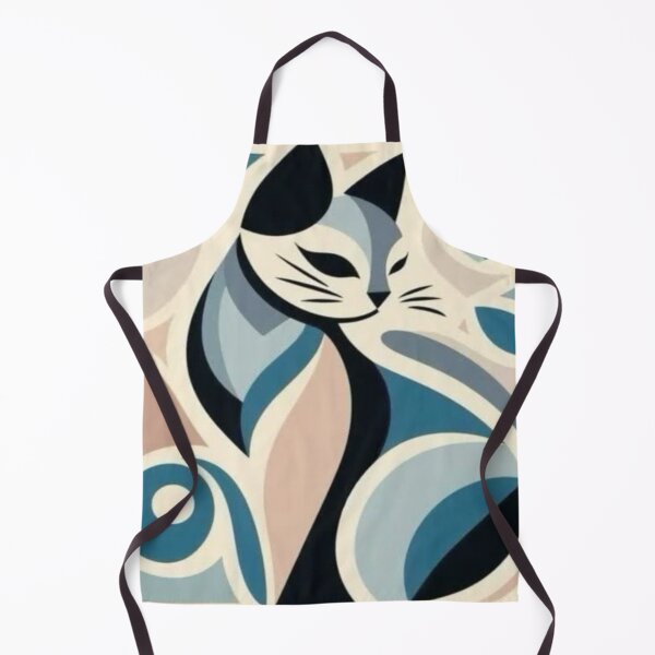 Item preview, Stylized Blue Teal Cat Abstract Artwork designed and sold by NivyasArtistry.