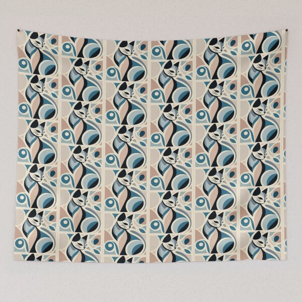 Item preview, Stylized Blue Teal Cat Abstract Artwork  designed and sold by NivyasArtistry.