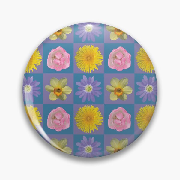 Item preview, Spring Flower Checkers Purple & Blue designed and sold by Digitalmyth's Designs.