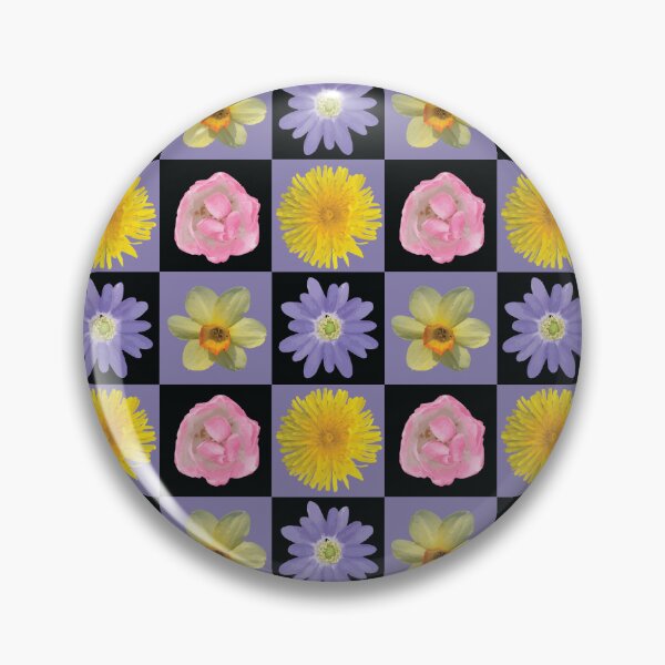 Item preview, Spring Flower Checkers Purple & Black designed and sold by Digitalmyth's Designs.