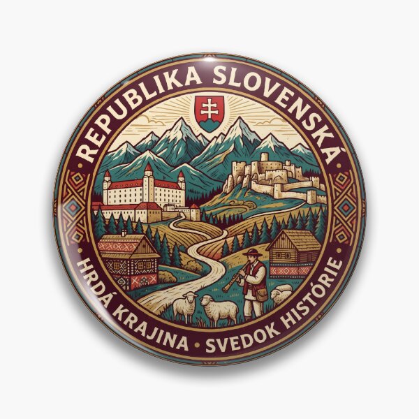 Item preview, Slovakia Illustration Travel Art Badge designed and sold by KrisSidDesigns.