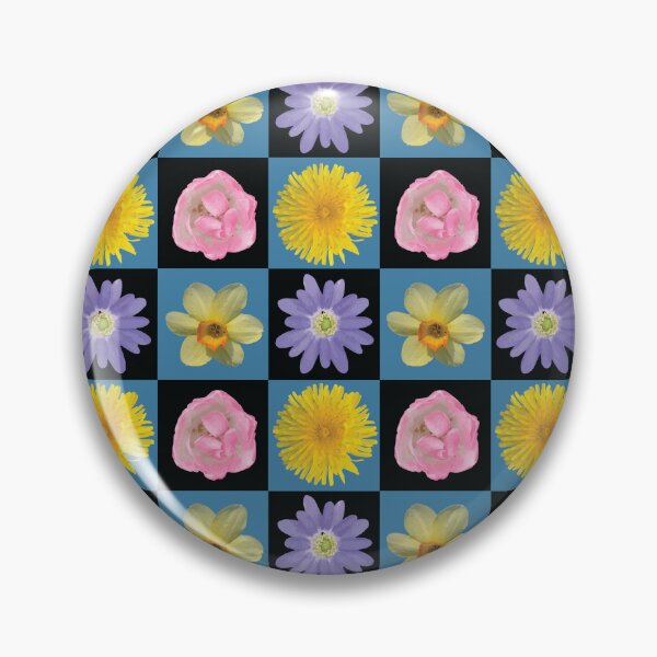 Item preview, Spring Flower Checkers Blue & Black designed and sold by Digitalmyth's Designs.