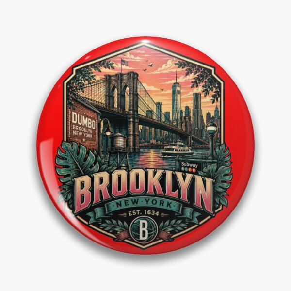 Item preview, Brooklyn New York Vintage Travel Badge T-Shirt Design designed and sold by Wandering Threads.