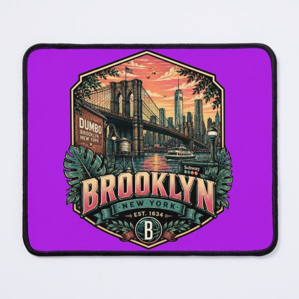 Item preview, Brooklyn New York Vintage Travel Badge T-Shirt Design designed and sold by Wandering Threads.