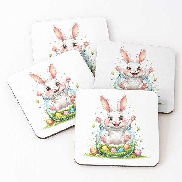 Item preview, Cute White Bunny in a Jar with Easter Eggs designed and sold by AQUILAKREO.
