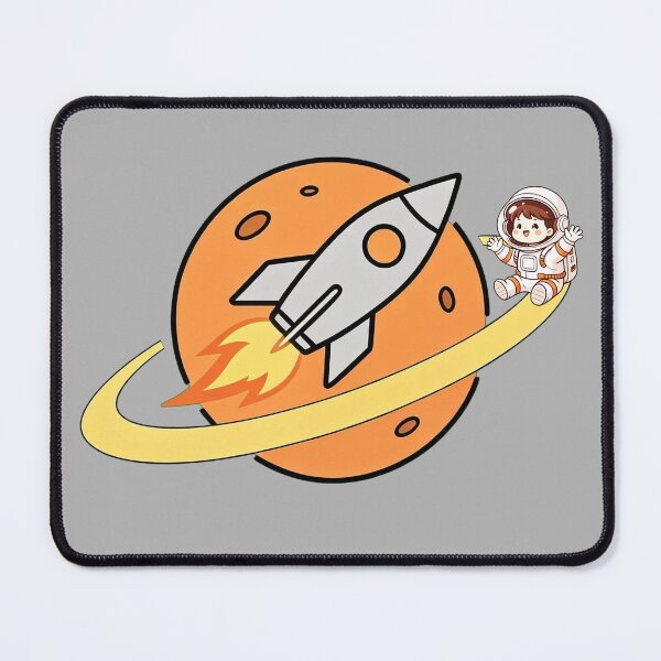 Item preview, Cute Astronaut Riding Ring Around Orange Planet with Rocket designed and sold by TeyArtWork.