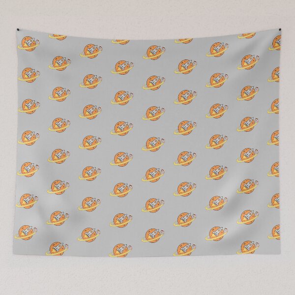 Item preview, Cute Astronaut Riding Ring Around Orange Planet with Rocket designed and sold by TeyArtWork.