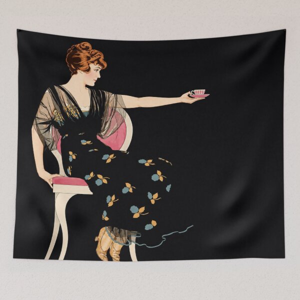 Item preview, Art Deco Tea Lady Illustration for Vintage Decor Lovers designed and sold by RickE.