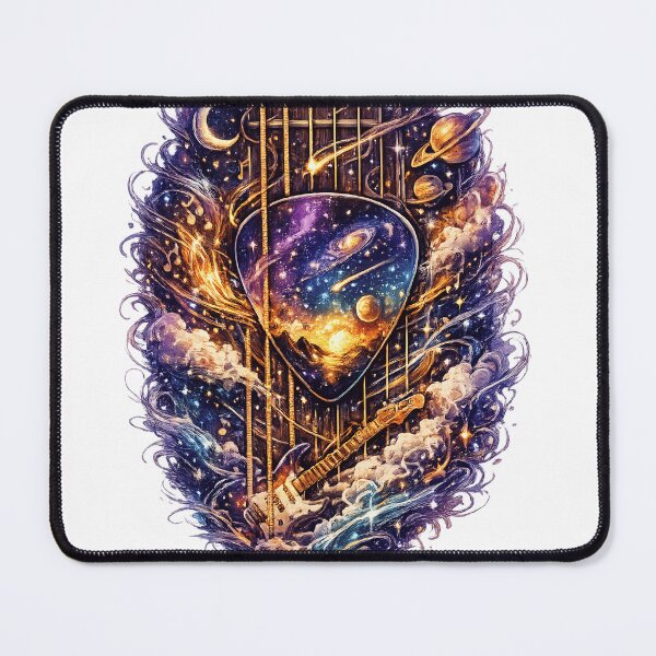 Item preview, Cosmic Guitar Pick Between Strings – Psychedelic Space Guitar Art T-Shirt Design designed and sold by XxZainStylexX.