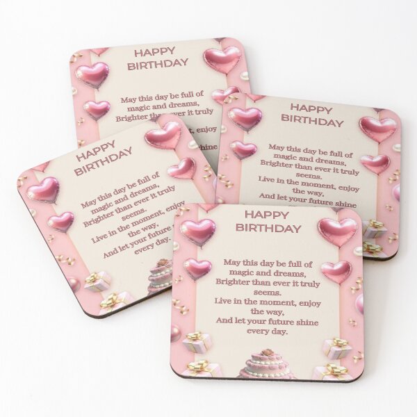 Item preview, Happy Birthday Card with Hearts and Cake – Elegant Birthday Wishes designed and sold by ManiPopi998877.