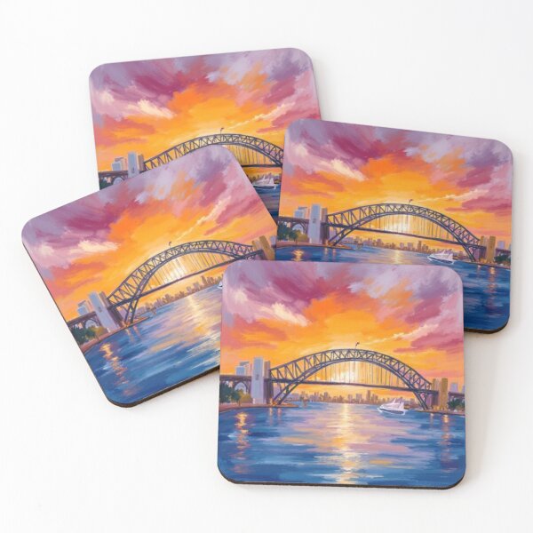 Item preview, beautiful sunset Sydney Harbour Bridge oil painting designed and sold by cloudzer0000.